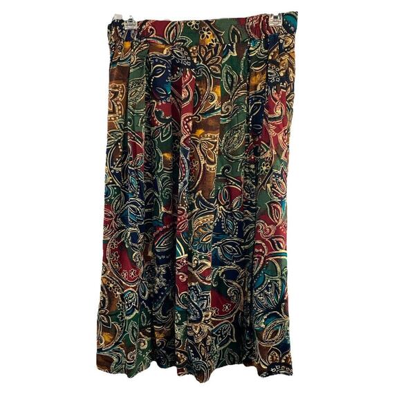 VTG Worthington Womens Skirt Size 12 Paisley Bohemian Pleated Maxi Elastic Waist - Picture 1 of 8
